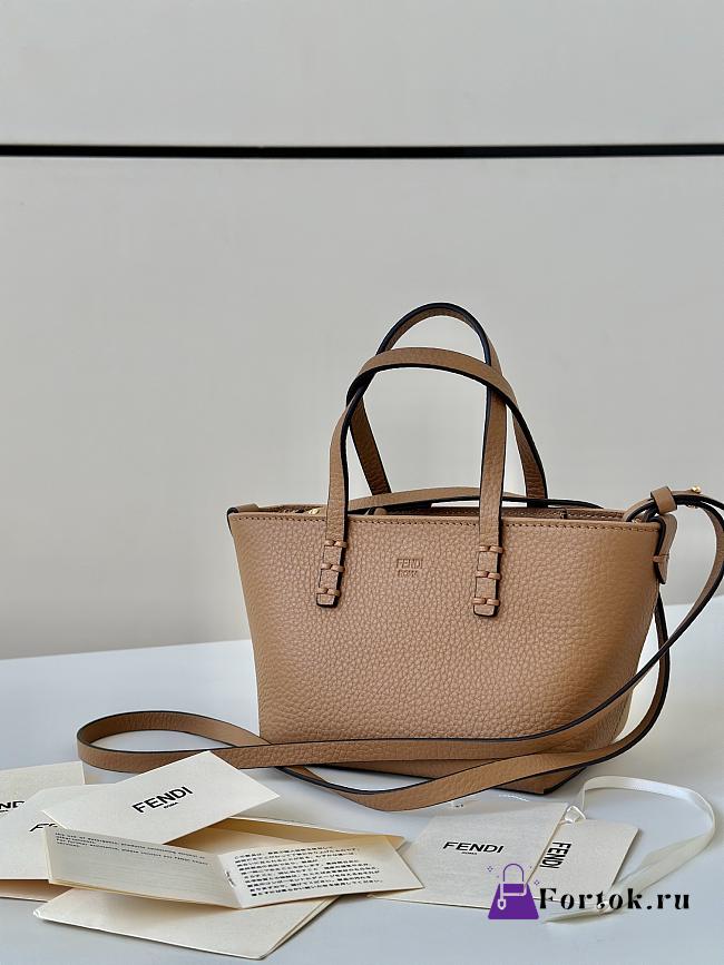 Fortok Fendi Mini Roll Calfskin Bag Brown 8655C 15.5x11x13cm - 1