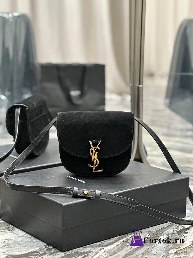 Fortok Saint Laurent Kaia Bag Black Suede 619740 18x15.5x5.5cm - 1
