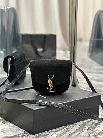 Fortok Saint Laurent Kaia Bag Black Suede 619740 18x15.5x5.5cm