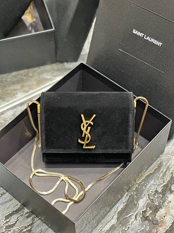 Fortok Saint Laurent Kate Box Bag Black Suede 593122 18x14x5.5cm