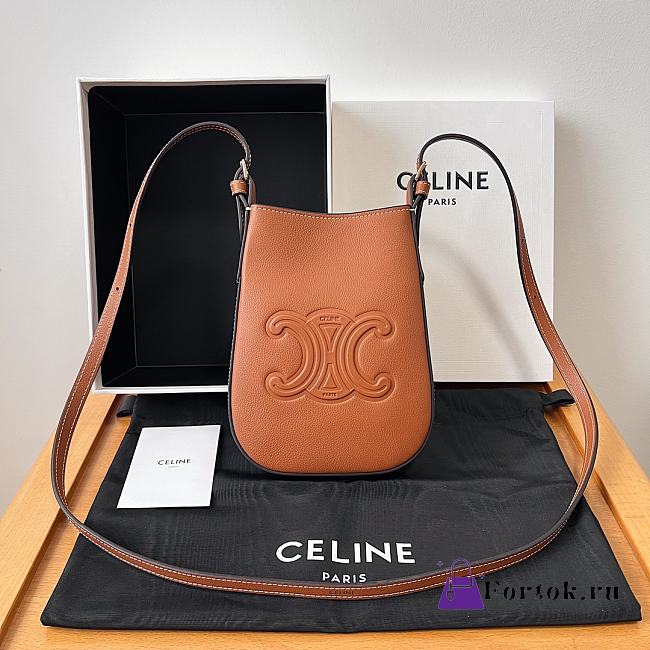 Fortok Celine Phone Bag Brown 15x19.5x3cm - 1