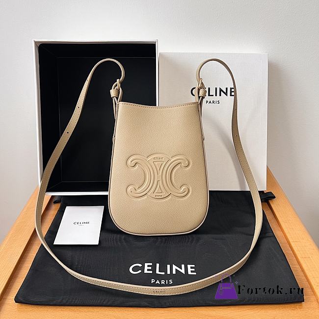 Fortok Celine Phone Bag Cream 15x19.5x3cm - 1