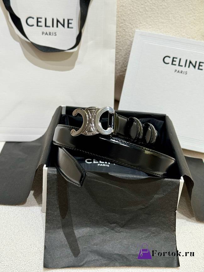 Fortok Celine Triumphal Belt Black Silver Buckle  - 1