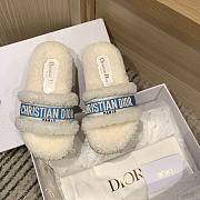 Fortok Dior Fur Slippers White & Blue - 1