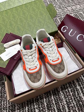 Fortok Gucci Re-Web Sneakers GG Beige, White & Orange