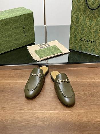 Fortok Gucci Princetown Slipper Dark Green Leather