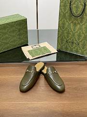 Fortok Gucci Princetown Slipper Dark Green Leather - 6