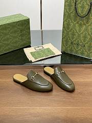 Fortok Gucci Princetown Slipper Dark Green Leather - 4