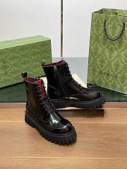 Fortok Gucci Black Leather Lace-up Ankle Boots With Side Zip - 1