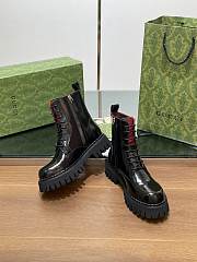 Fortok Gucci Black Leather Lace-up Ankle Boots With Side Zip - 6