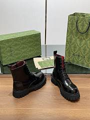 Fortok Gucci Black Leather Lace-up Ankle Boots With Side Zip - 5