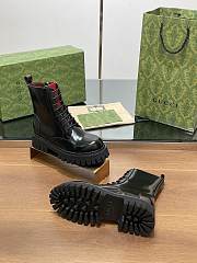 Fortok Gucci Black Leather Lace-up Ankle Boots With Side Zip - 3