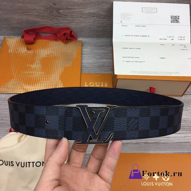 Fortok Louis Vuitton Initiales 40mm Reversible Belt Dark Blue & Black M0667T - 1