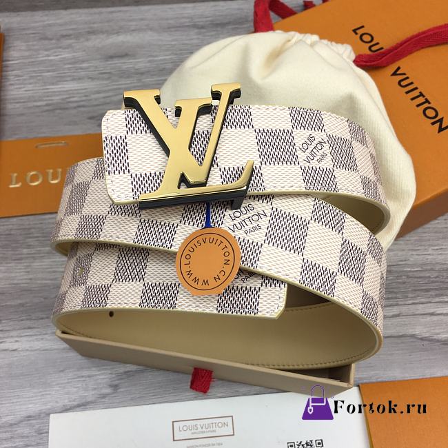 Fortok Louis Vuitton Initiales 40mm Reversible Belt Cream Leather - 1
