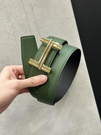 Fortok Hermes Black & Green Reversible Belt 38mm Gold Buckle/ Silver Buckle