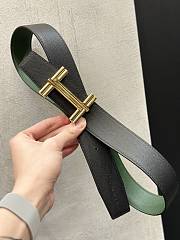 Fortok Hermes Black & Green Reversible Belt 38mm Gold Buckle/ Silver Buckle - 6