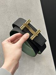 Fortok Hermes Black & Green Reversible Belt 38mm Gold Buckle/ Silver Buckle - 5