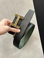 Fortok Hermes Black & Green Reversible Belt 38mm Gold Buckle/ Silver Buckle - 3