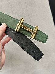 Fortok Hermes Black & Green Reversible Belt 38mm Gold Buckle/ Silver Buckle - 2