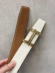 Fortok Hermes Brown & White Reversible Belt 38mm Gold Buckle/ Silver Buckle - 4
