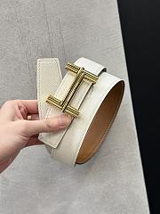 Fortok Hermes Brown & White Reversible Belt 38mm Gold Buckle/ Silver Buckle - 2