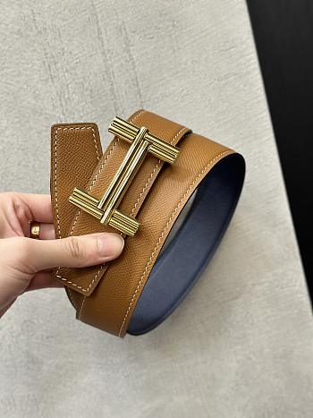Fortok Hermes Black & Dark Blue Reversible Belt 38mm Gold Buckle/ Silver Buckle