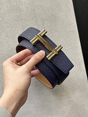 Fortok Hermes Black & Dark Blue Reversible Belt 38mm Gold Buckle/ Silver Buckle - 6