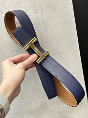 Fortok Hermes Black & Dark Blue Reversible Belt 38mm Gold Buckle/ Silver Buckle - 4