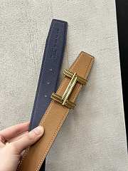Fortok Hermes Black & Dark Blue Reversible Belt 38mm Gold Buckle/ Silver Buckle - 3