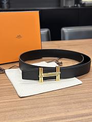 Fortok Hermes Black Reversible Belt 38mm Gold Buckle/ Silver Buckle - 1
