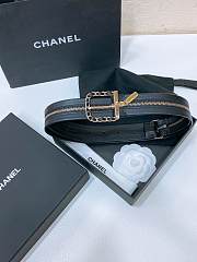 Fortok Chanel Zipper Black Calfskin Belt Gold Metal​ - 1