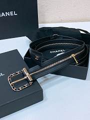 Fortok Chanel Zipper Black Calfskin Belt Gold Metal​ - 6