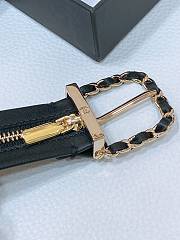 Fortok Chanel Zipper Black Calfskin Belt Gold Metal​ - 4