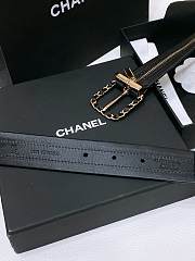 Fortok Chanel Zipper Black Calfskin Belt Gold Metal​ - 2