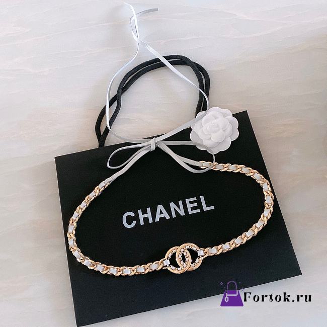 Fortok Chanel Calfskin White Brass Material Double-sided Belt - 1
