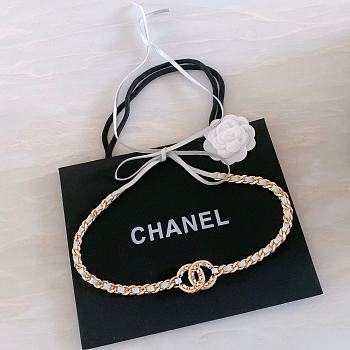 Fortok Chanel Calfskin White Brass Material Double-sided Belt