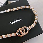 Fortok Chanel Calfskin White Brass Material Double-sided Belt - 2