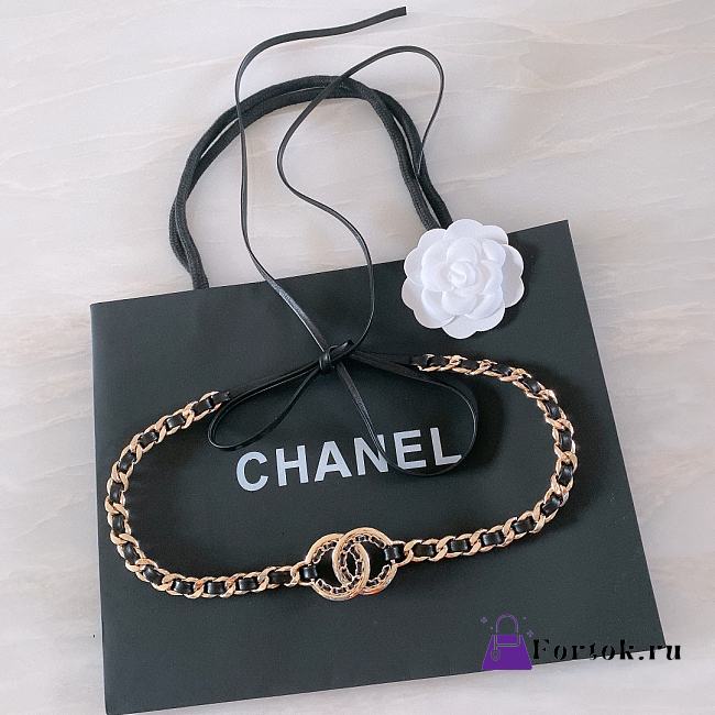 Fortok Chanel Calfskin Black Brass Material Double-sided Belt - 1