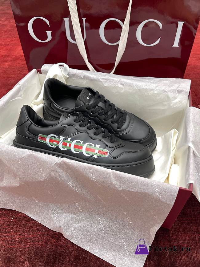 Fortok Gucci Chunky Sneaker Black Demetra Logo Gucci Web Print - 1