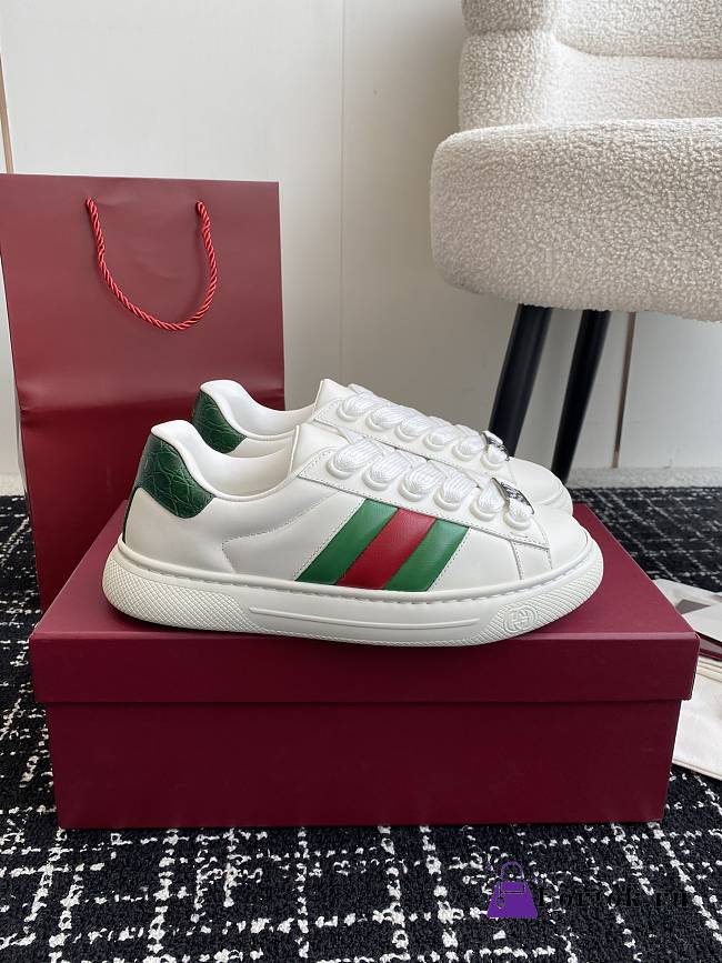 Fortok Gucci Ace White Sneaker With Web - 1