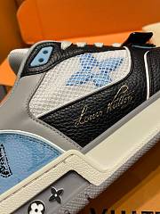 Fortok Louis Vuitton Trainer Sneaker Low Lv White Black Grey Blue - 5
