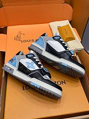 Fortok Louis Vuitton Trainer Sneaker Low Lv White Black Grey Blue - 4