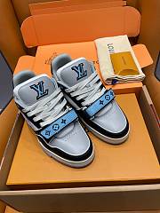 Fortok Louis Vuitton Trainer Sneaker Low Lv White Black Grey Blue - 3