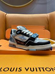 Fortok Louis Vuitton Trainer Sneaker Low Lv White Black Grey Blue - 2