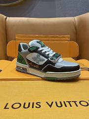 Fortok Louis Vuitton Trainer Sneaker Low LV White Black Grey Green - 6