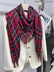Fortok Loro piana Plaid Tassel Scarf Red 110x110cm - 1