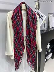 Fortok Loro piana Plaid Tassel Scarf Red 110x110cm - 4