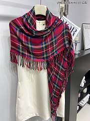 Fortok Loro piana Plaid Tassel Scarf Red 110x110cm - 3