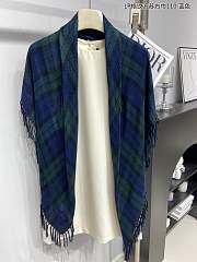 Fortok Loro piana Plaid Tassel Scarf Green & Blue 110x110cm - 6