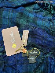 Fortok Loro piana Plaid Tassel Scarf Green & Blue 110x110cm - 5